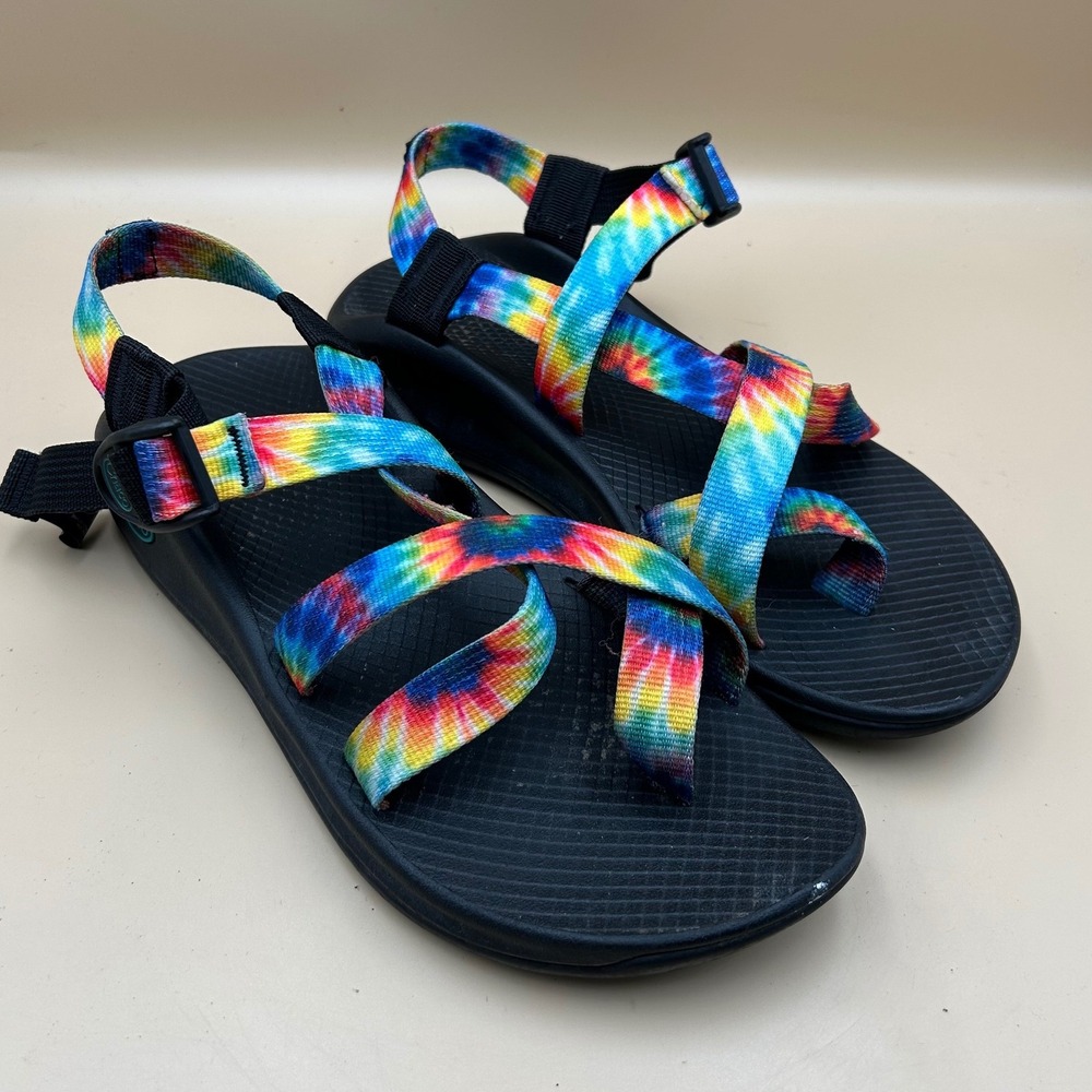 Chaco Z/Cloud 2 Womens 9 Tie Dye Rainbow Strappy Toe Loop Sandals JCH199810